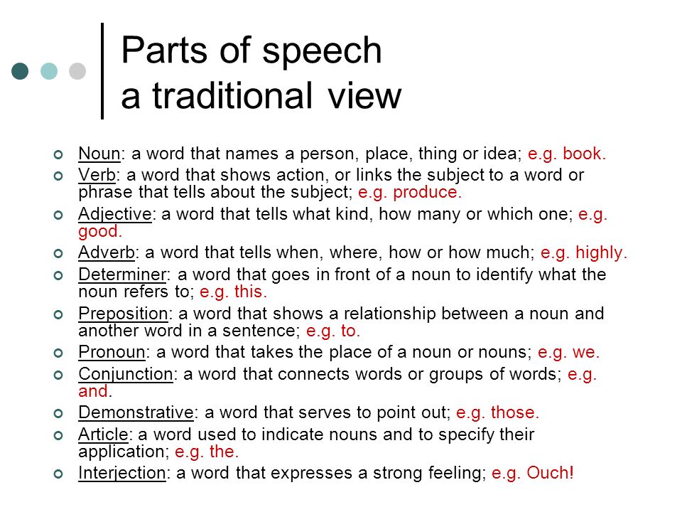 Words and word classes Longman Student Grammar of Spoken and